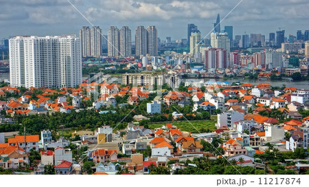 mordern city with highrise buidling and new urban with villas 11217874