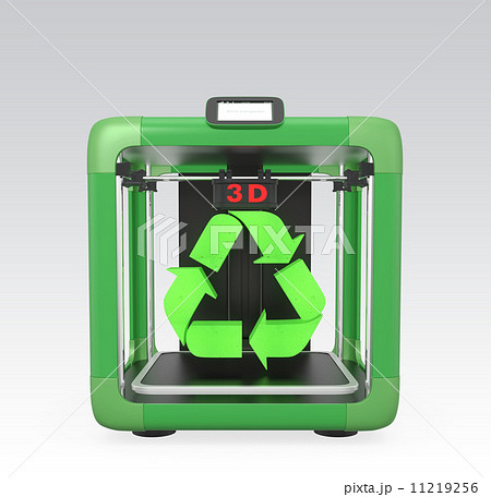 3dプリンタとペットボトル リサイクルマークのイラスト素材