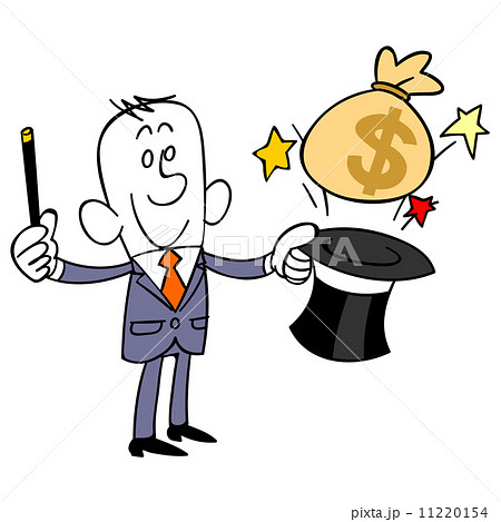 シルクハットからお金を出すビジネスマン 11220154