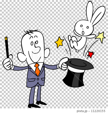 シルクハットからウサギを出すビジネスマン  11220155