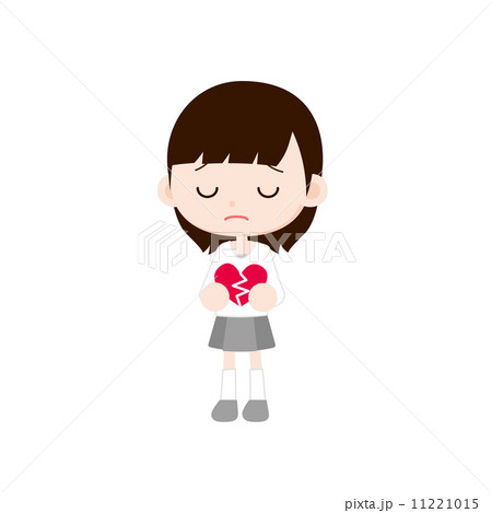 女の子　割れたハート　傷つく　 11221015