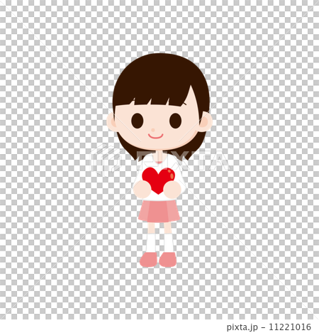 女の子　ハートを抱える 11221016