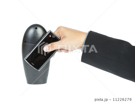 business man holding smartphone as NFC - Near field communicatio 11226279