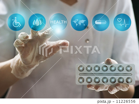 Medicine doctor working computer interface Medicine doctor working computer interface 11226556