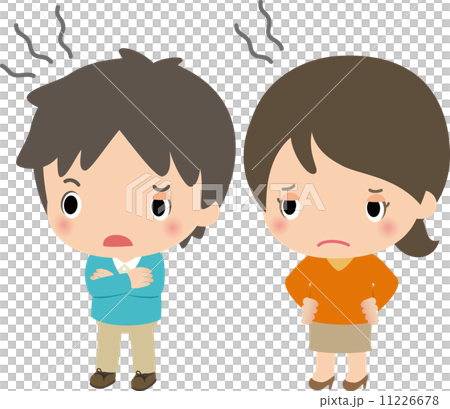 不審そうな様子の若い男女 11226678