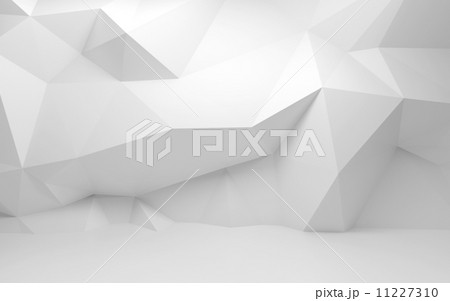 Abstract white 3d interior with polygonal pattern on the wall Abstract white 3d interior with polygonal pattern on the wall 11227310