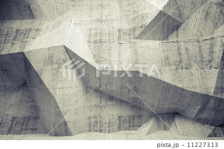 Abstract toned concrete 3d interior with polygonal pattern on th Abstract toned concrete 3d interior with polygonal pattern on th 11227313
