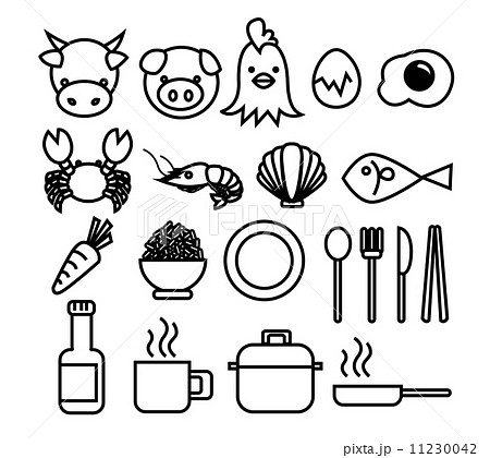 Set of Food and Drink Icon include ingredient and Cookware Set of Food and Drink Icon include ingredient and Cookware 11230042