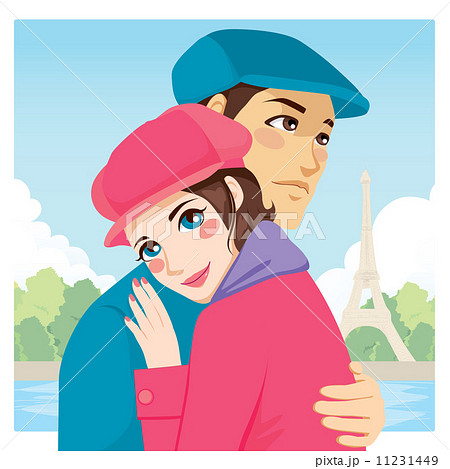 Lovers Hug Eiffel Tower 11231449
