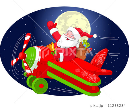Santa is flying in an airplane 11233284