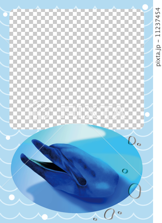 波パターンとイルカのポストカードフォトフレーム 波パターンとイルカのポストカードフォトフレーム 11237454