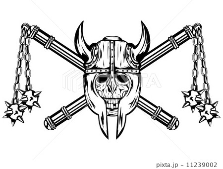 Skull in helmet and crossed maces 11239002