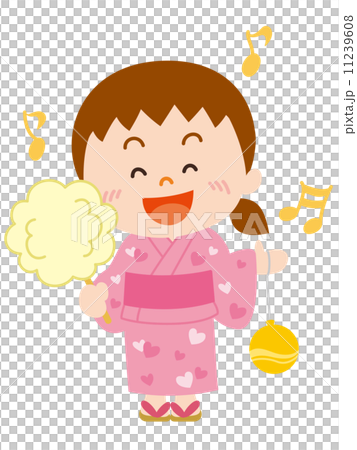 夏祭りの女の子_イラスト 11239608
