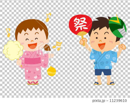 夏祭りの子供 イラストのイラスト素材