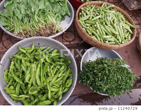 ベトナム　市場で売ってる新鮮野菜 11240729