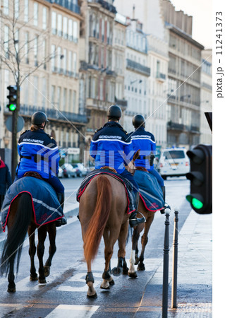french mounted gendarmerie on a street of Paris french mounted gendarmerie on a street of Paris 11241373
