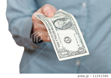 one dollar banknote in hand one dollar banknote in hand 11241580
