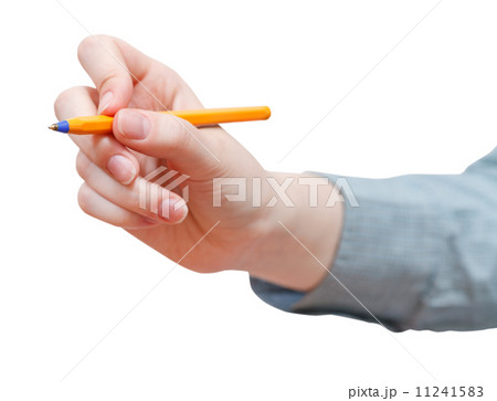 female hand writing by pen isolated on white female hand writing by pen isolated on white 11241583