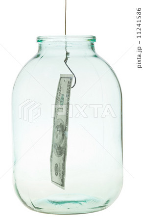 get out 100 dollars banknote from glass jar get out 100 dollars banknote from glass jar 11241586