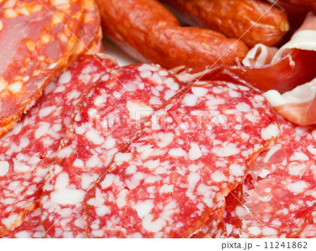 various sliced meat specialties on plate various sliced meat specialties on plate 11241862