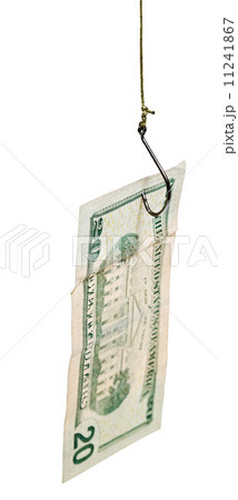 fishing with 20 dollars banknote bait on fishhook 11241867