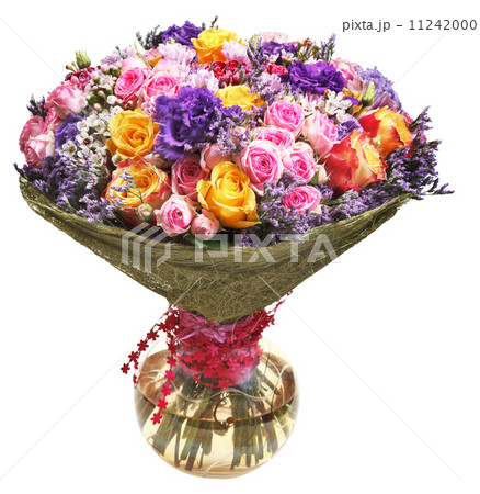 bunch of flowers in glass bowl isolated 11242000