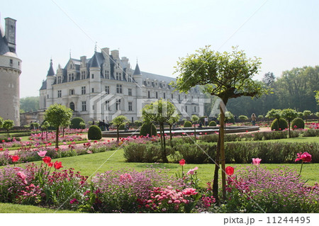 フランス　カトリーヌの庭から城を望む 11244495