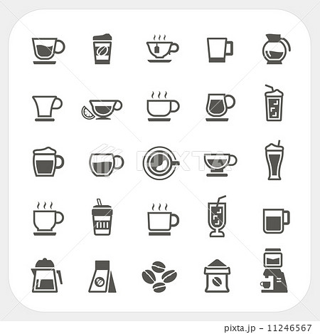 Coffee cup and Tea cup icons set 11246567