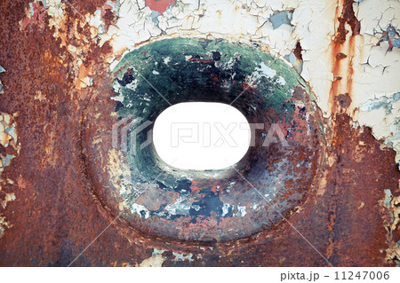 Empty hawse in old grungy rusted ship hull 11247006