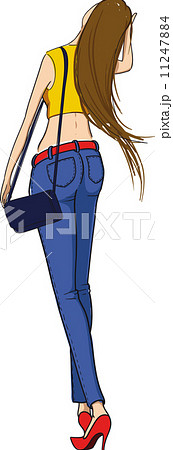 Beautiful slim girl walking 11247884
