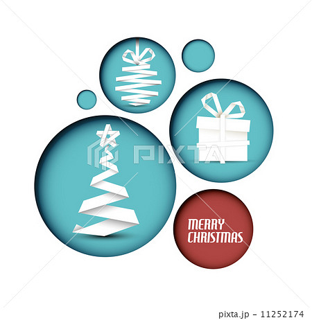 Vector christmas decoration made from white paper stripes in circles Vector christmas decoration made from white paper stripes in circles 11252174