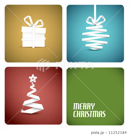 Vector christmas decoration made from white paper stripes 11252184