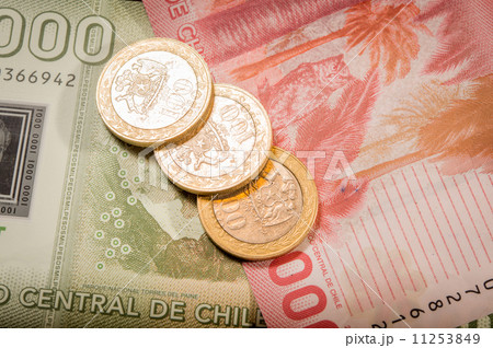 Chilean coins and bills Chilean coins and bills 11253849