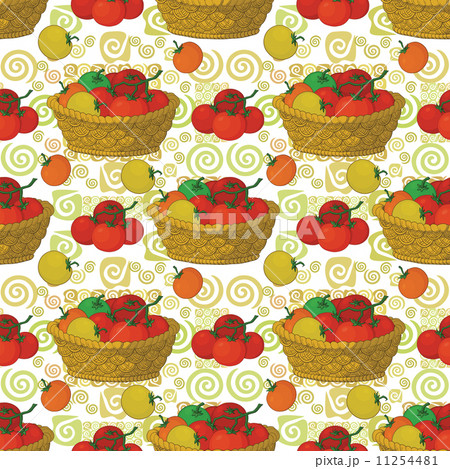 Seamless pattern, baskets and tomatoes 11254481