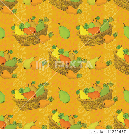 Seamless pattern, baskets and fruits pears 11255687
