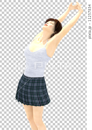 背伸びする若い女性 11257834