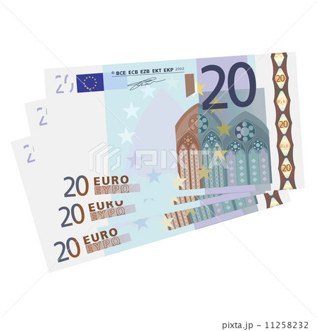 drawing of a 3x 20 Euro bills simplified  11258232