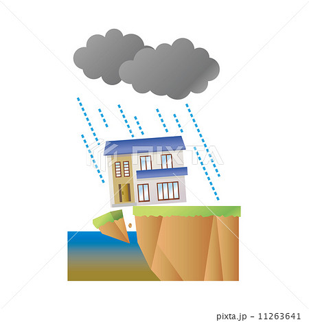 がけ崩れ 崖崩れ 家 豪雨 集中豪雨 がけ崩れ 崖崩れ 家 豪雨 集中豪雨 11263641