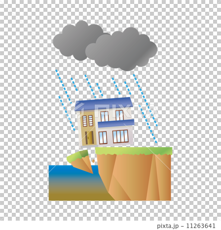 がけ崩れ 崖崩れ 家 豪雨 集中豪雨 がけ崩れ 崖崩れ 家 豪雨 集中豪雨 11263641