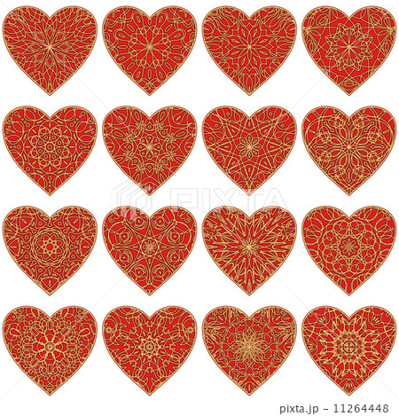 Valentine heart with patterns, set Valentine heart with patterns, set 11264448