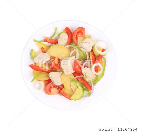 Chicken salad with potatoes and zucchini. Chicken salad with potatoes and zucchini. 11264864