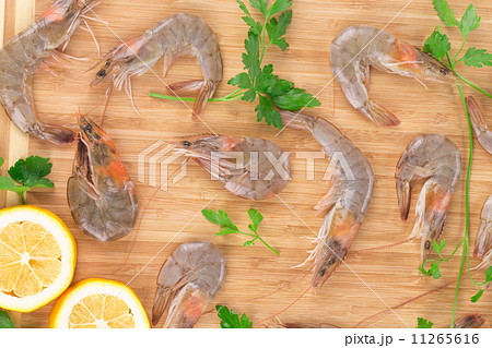 Fresh shrimps with parsley. Fresh shrimps with parsley. 11265616