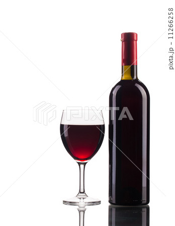 Red wine bottle and glass. 11266258