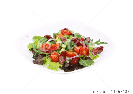 Salad with sausages. 11267188