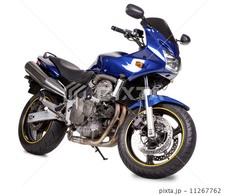 Blue powerful motorcycle. 11267762
