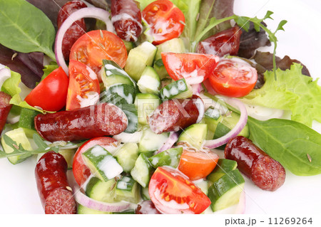 Fresh salad with sausage. Fresh salad with sausage. 11269264
