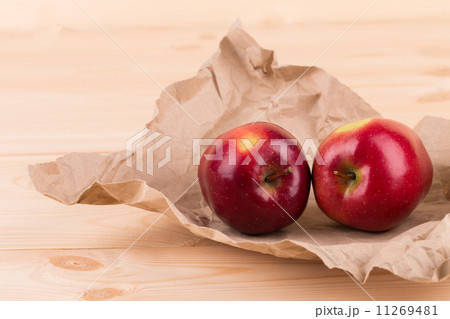 Ripe apples on wood table. 11269481