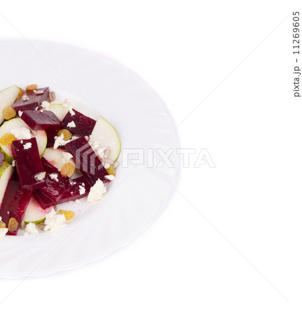 Beet salad with pear and feta cheese. Beet salad with pear and feta cheese. 11269605