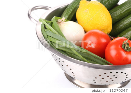 Vegetables in colander. 11270247