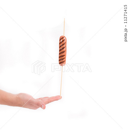 Grilled sausage on skewer. Grilled sausage on skewer. 11271415